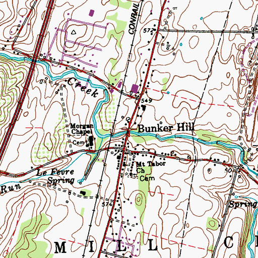 Topographic Map of Mill Creek Historic District, WV