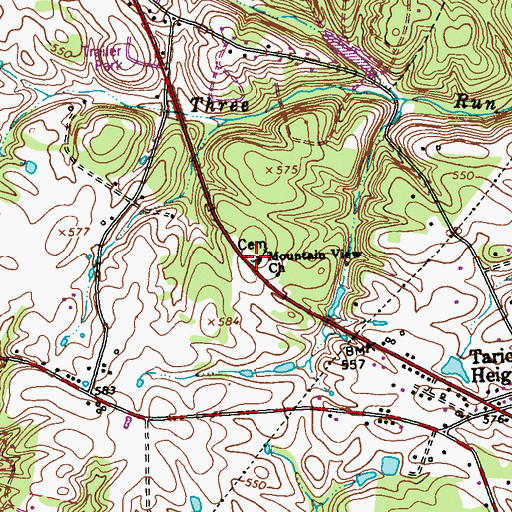 Topographic Map of Mountain View Cemetery, WV