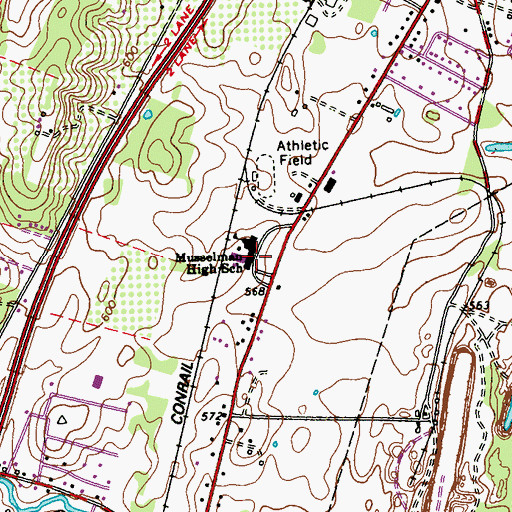 Topographic Map of Musselman Middle School, WV