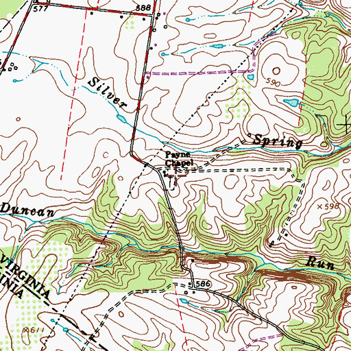 Topographic Map of Paynes Chapel Cemetery, WV