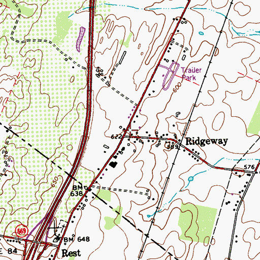 Topographic Map of Ridgeway School (historical), WV