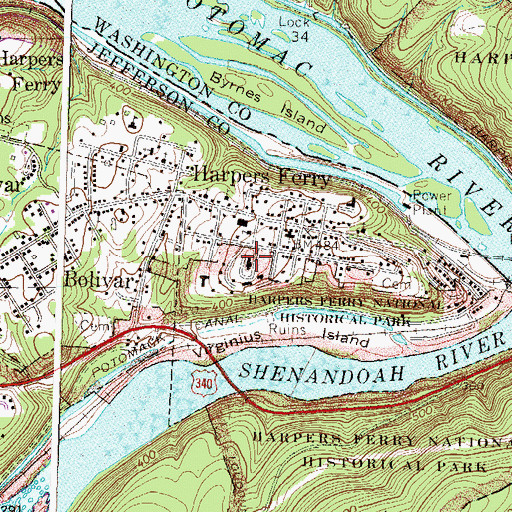 Topographic Map of Camp Hill, WV