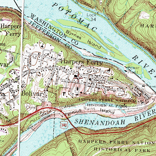 Topographic Map of Curtis Freewill Baptist Church, WV