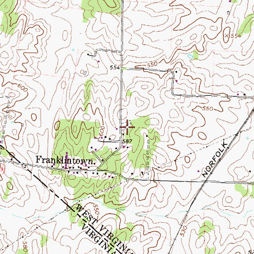 Topographic Map of Franklintown Cemetery, WV