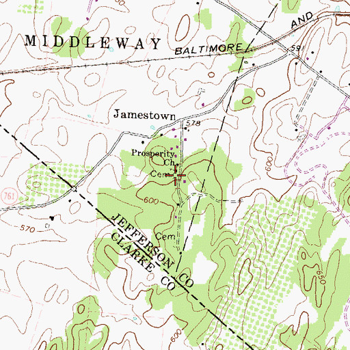 Topographic Map of Jamestown Prosperity Cemetery, WV