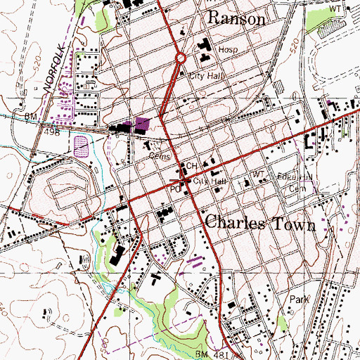 Topographic Map of Jefferson County Courthouse, WV