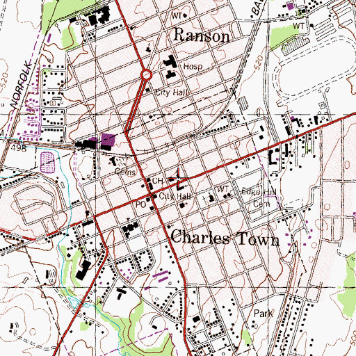 Topographic Map of Jefferson County Library, WV