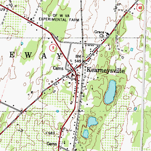 Topographic Map of Kearneysville Post Office, WV