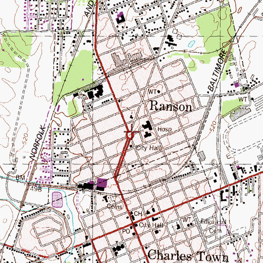 Topographic Map of Lancaster Circle, WV