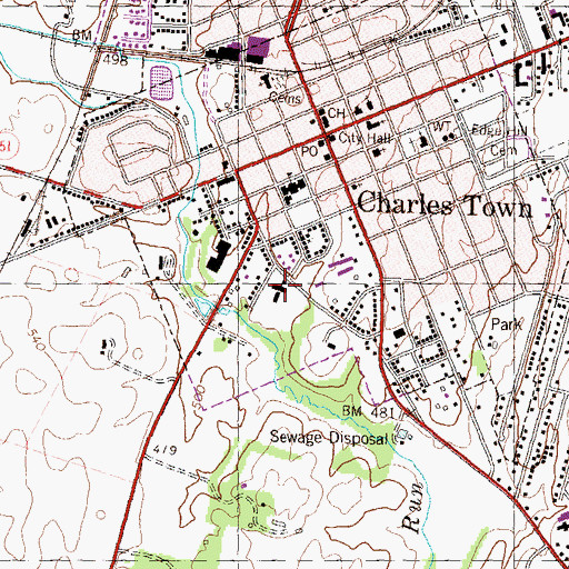 Topographic Map of Page-Jackson High School (historical), WV