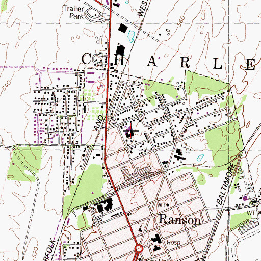 Topographic Map of Ranson Elementary School, WV