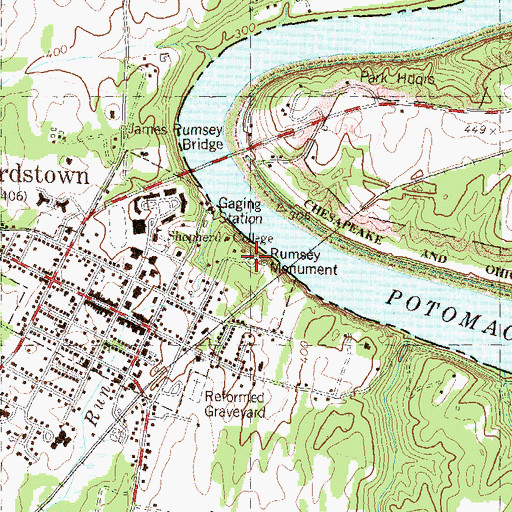 Topographic Map of Rumsey Monument State Park (historical), WV