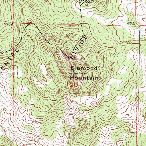 Topographic Map of Diamond Mountain, CO