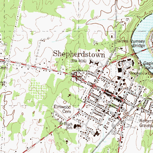 Topographic Map of Saint Johns Baptist Church, WV