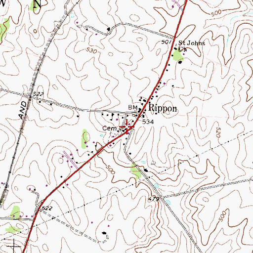 Topographic Map of Saint Johns Episcopal Church, WV