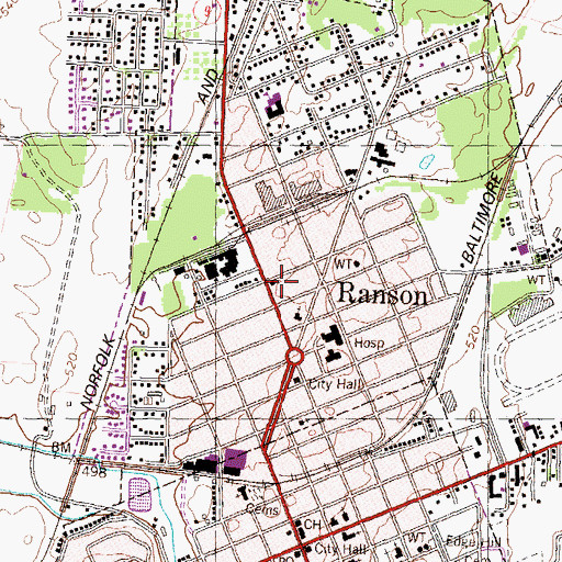 Topographic Map of Saint Thomas Evangelical Lutheran Church, WV