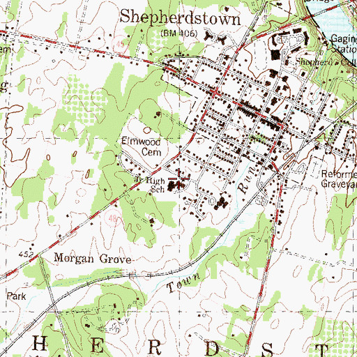 Topographic Map of Shepherdstown Middle School, WV