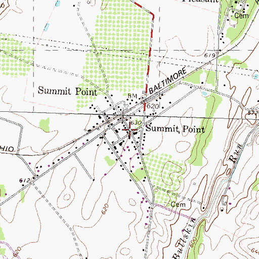 Topographic Map of Summit Point Post Office, WV