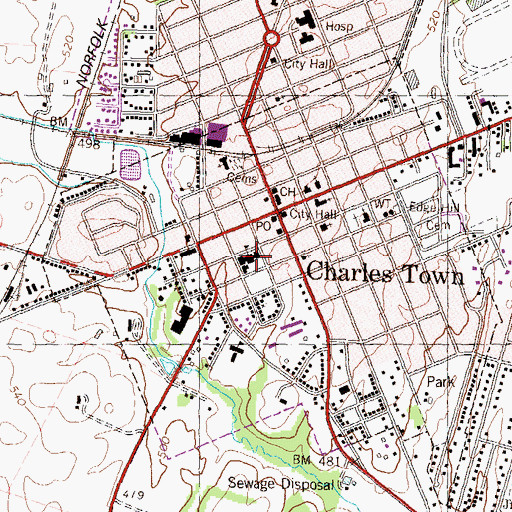 Topographic Map of Wright Denny Intermediate School, WV