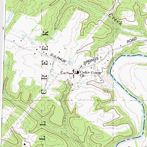 Topographic Map of Cedar Grove Cemetery, WV
