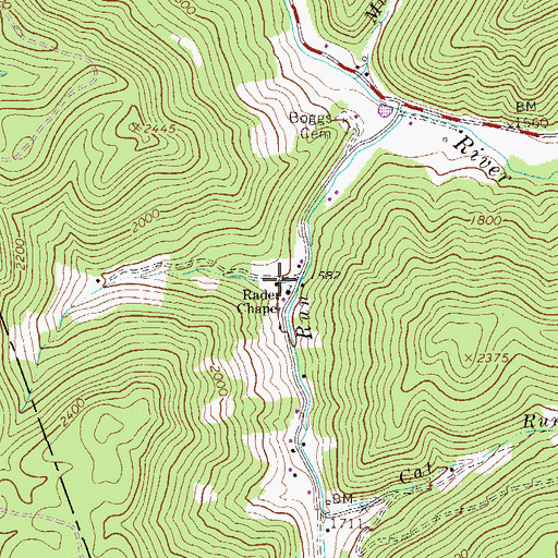 Topographic Map of Barnet Run School (historical), WV