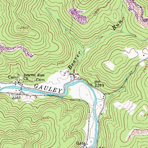 Topographic Map of Beaver Run School (historical), WV