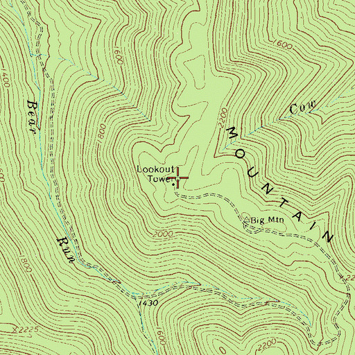 Topographic Map of Big Mountain Lookout Tower, WV