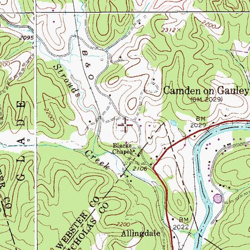 Topographic Map of Blacks Chapel Cemetery, WV
