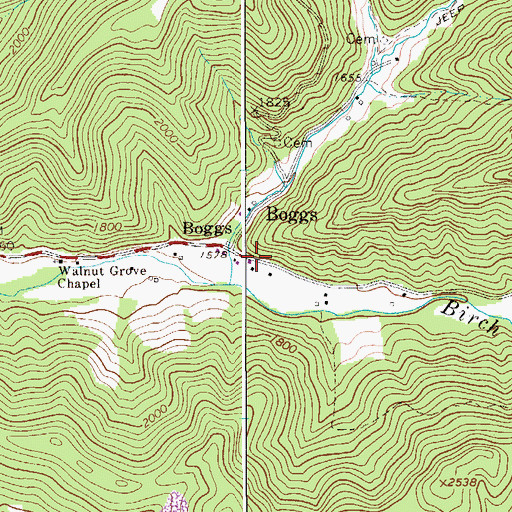 Topographic Map of Boggs Post Office, WV