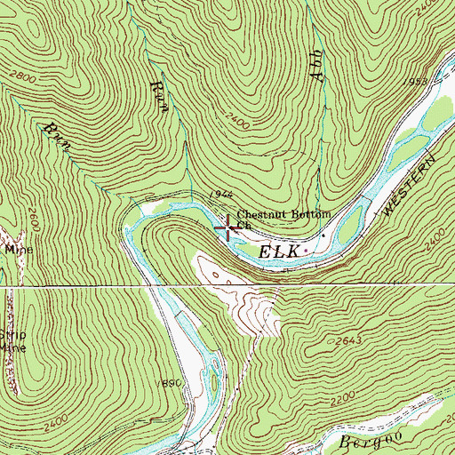 Topographic Map of Chestnut Bottom School (historical), WV