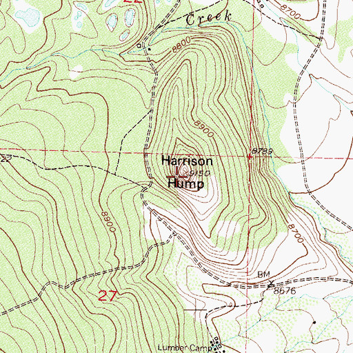Topographic Map of Harrison Hump, CO