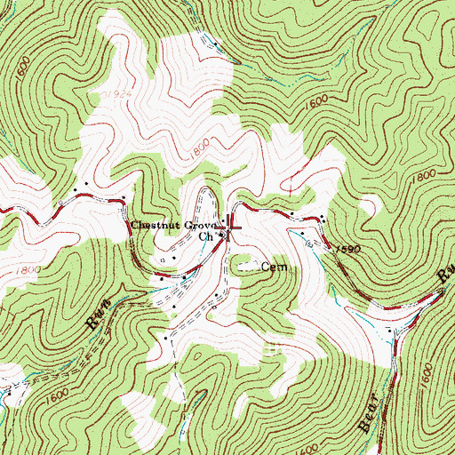 Topographic Map of Chestnut Grove School (historical), WV