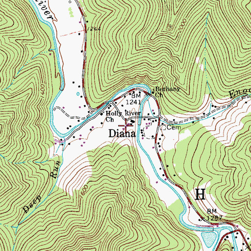 Topographic Map of Diana Elementary School, WV