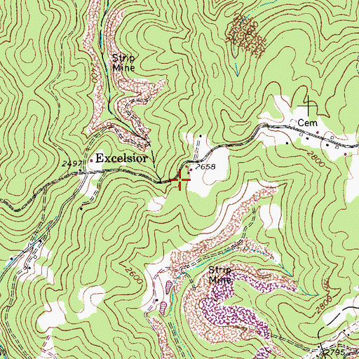 Topographic Map of Excelsior School (historical), WV