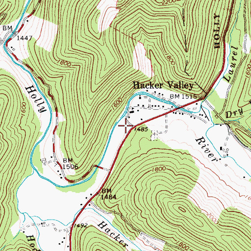 Topographic Map of Hacker Valley Elementary School, WV