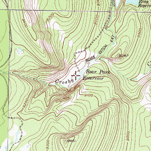 Topographic Map of Bear Park Reservoir, CO