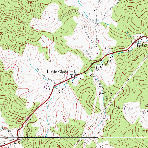 Topographic Map of Little Glade School (historical), WV