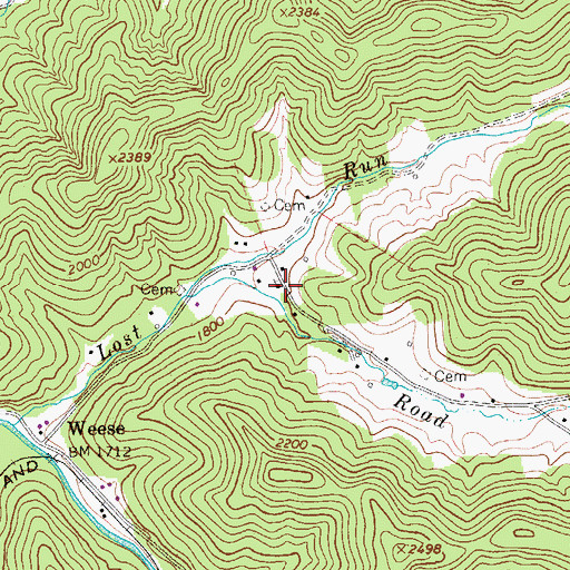 Topographic Map of Lost Run School (historical), WV