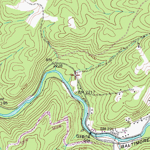 Topographic Map of Mills Mountain School (historical), WV