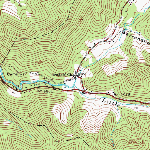 Topographic Map of Orndoff School (historical), WV
