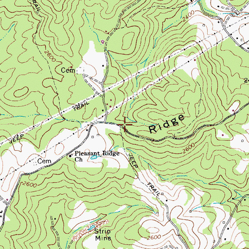 Topographic Map of Pleasant Ridge School (historical), WV