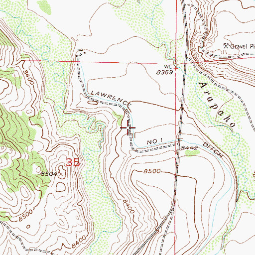 Topographic Map of Lawrence Number 1 Ditch, CO
