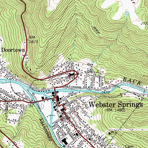 Topographic Map of Webster County Memorial Hospital, WV