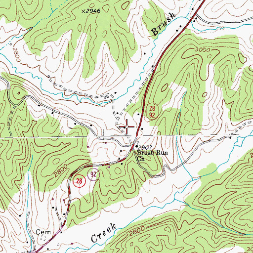 Topographic Map of Brush Run School (historical), WV