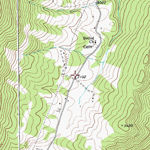 Topographic Map of Cherry Grove School (historical), WV