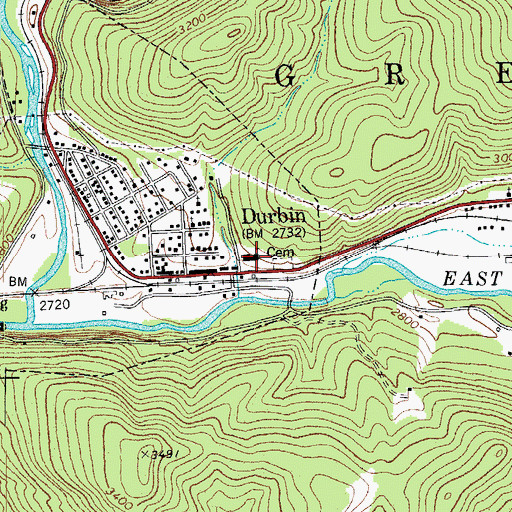 Topographic Map of Durbin Grade School (historical), WV