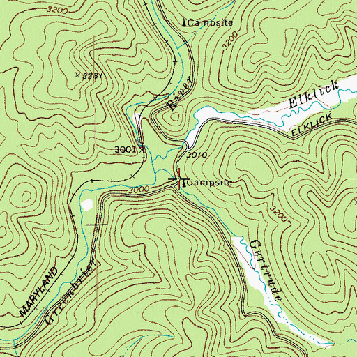 Topographic Map of Gertrude (historical), WV