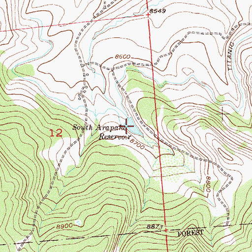 Topographic Map of South Arapaho Reservoir, CO