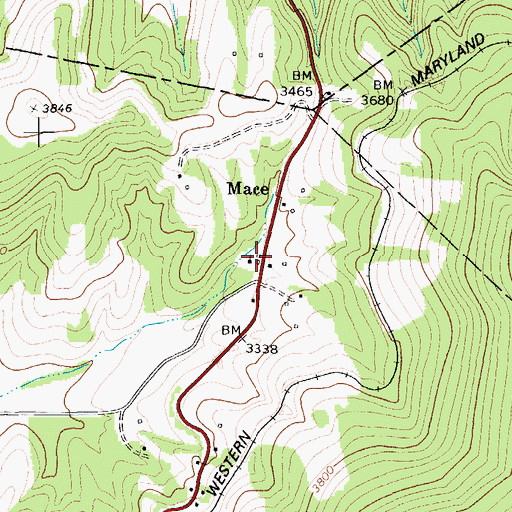 Topographic Map of Mace United Methodist Church, WV