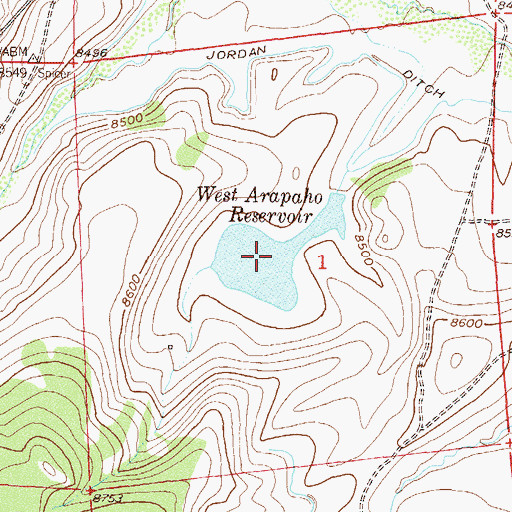 Topographic Map of West Arapaho Reservoir, CO